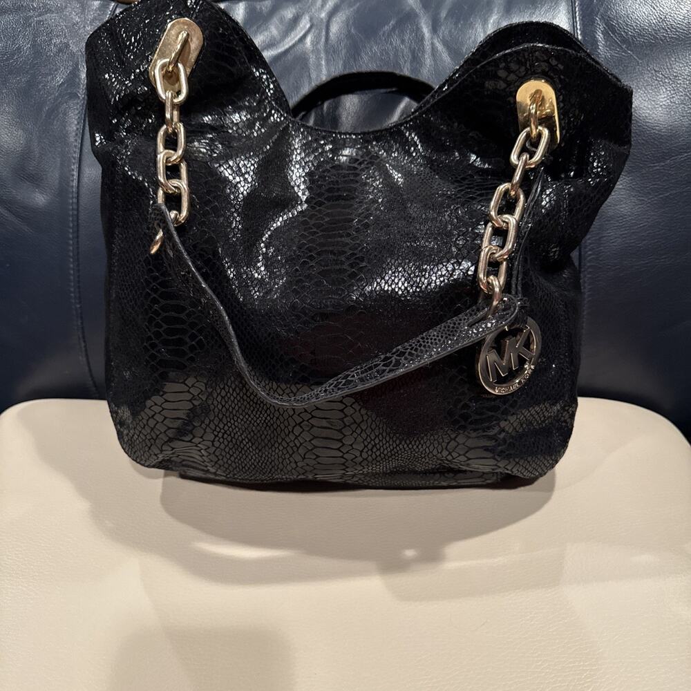 Michael Kors Python Embossed Leather Medium Lilly… - image 1